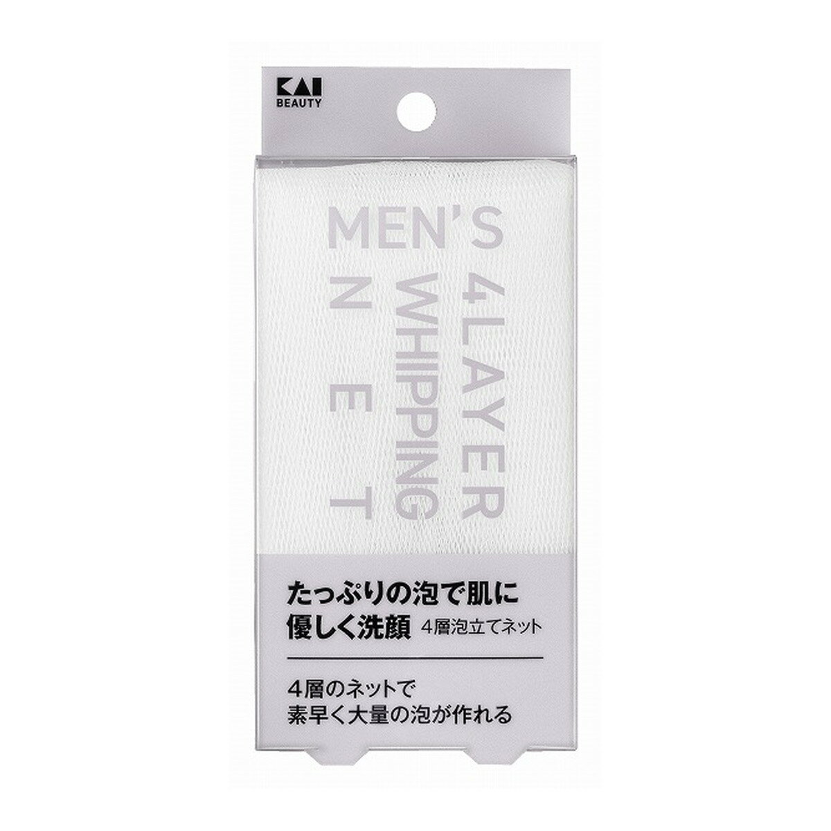 【送料込・まとめ買い×120個セット】貝印 KQ1828 メンズ 4層泡立てネット 洗顔ネット