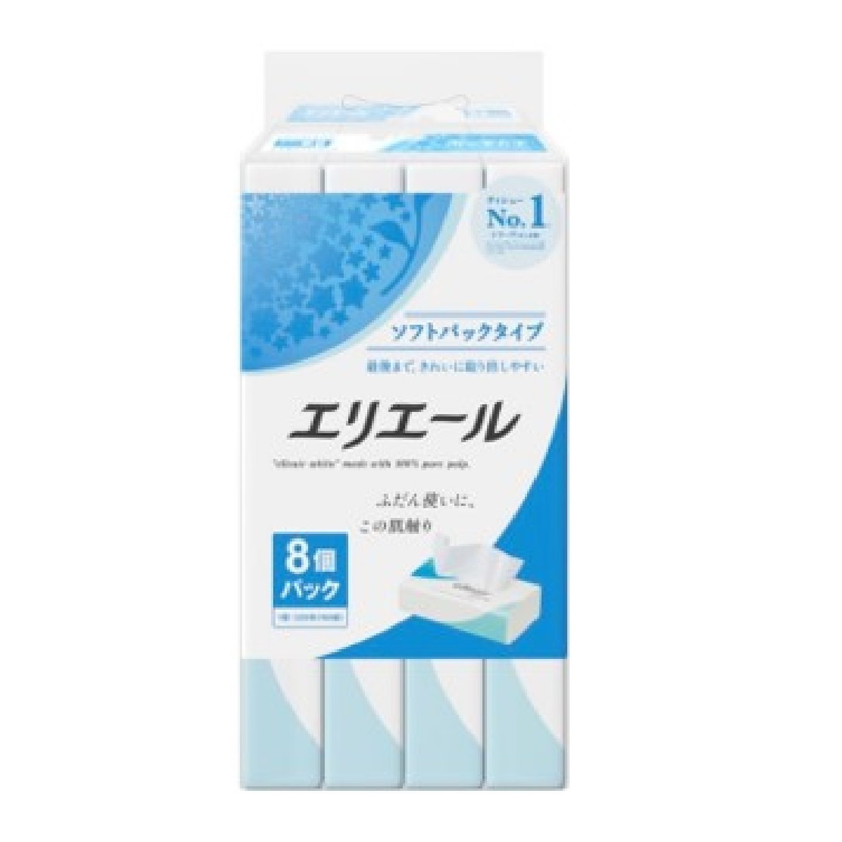 【送料込・まとめ買い×6点セット】大王製紙 エリエールティシュー ソフトパック 160組×8パック ティッシュペーパー