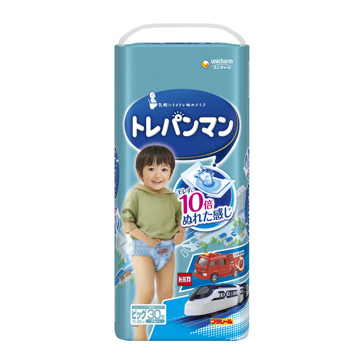 【送料込・まとめ買い×4個セット】ユニ・チャーム トレパンマン ブルー ビッグ 30枚 トイレトレーニング専用パンツ …