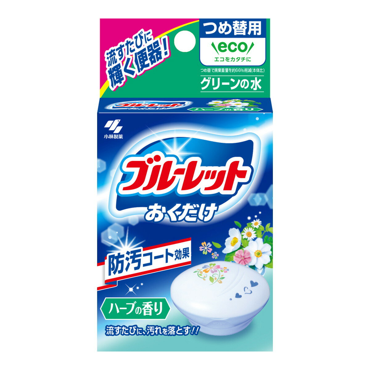 商品名：小林製薬 ブルーレット おくだけ つめ替用 ハーブの香り 25ML トイレ用洗剤内容量：25MLJANコード：4987072087794発売元、製造元、輸入元又は販売元：小林製薬株式会社原産国：日本商品番号：101-4987072087794商品説明●汚れ付着防止成分のコート効果で便器のきれいを保ちます。※使用環境、汚れの程度により、効果が異なることがあります。※効果を高めるために、ご使用前に便器を掃除してから使われることをおすすめします。※水の流れない部分の汚れは落ちません●流すたびに汚れを浮かして落とします●フレッシュな香りが広がり、トイレをさわやかにします●お得な詰替用広告文責：アットライフ株式会社TEL 050-3196-1510 ※商品パッケージは変更の場合あり。メーカー欠品または完売の際、キャンセルをお願いすることがあります。ご了承ください。