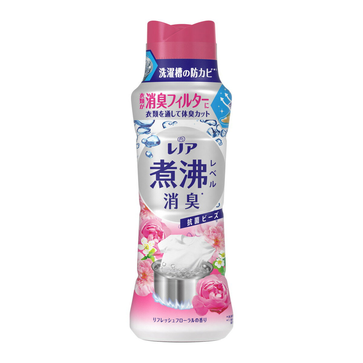 【送料込・まとめ買い×5個セット】P&G レノア 煮沸レベル消臭 抗菌ビーズ リフレッシュフローラルの香り 本体 420ml