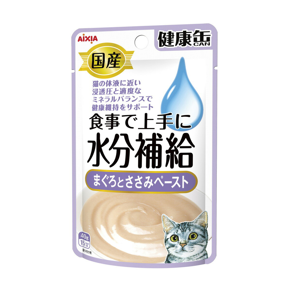 アイシア AIXIA 国産 健康缶パウチ 水分補給 まぐろとささみペースト 40g
