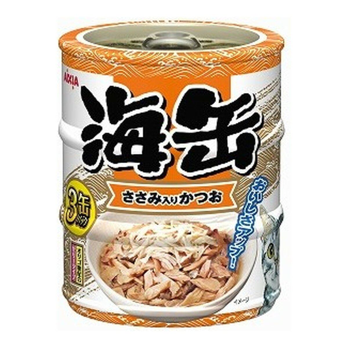 【送料込・まとめ買い×24個セット】アイシア 海缶 ミニ ささみ入りかつお 60g×3缶パック キャットフード