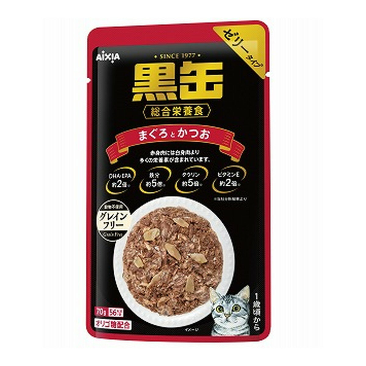 アイシア AIXIA 黒缶 総合栄養食 まぐろとかつお ゼリータイプ 70g