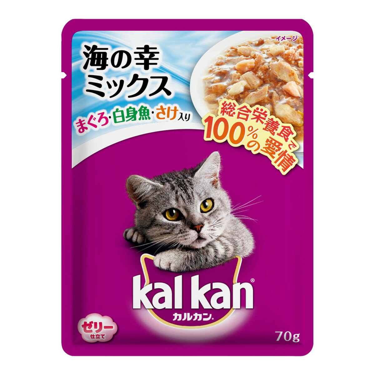 【令和・早い者勝ちセール】マースジャパン カルカン パウチ 海の幸ミックス まぐろ 白身魚 さけ入り 70g キャットフード