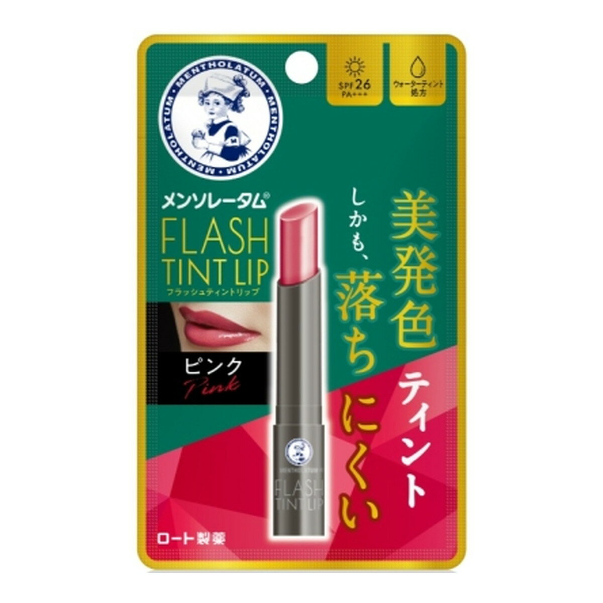 【令和・早い者勝ちセール】ロート製薬 メンソレータム フラッシュティント リップ ピンク 2g 色つきリップクリーム