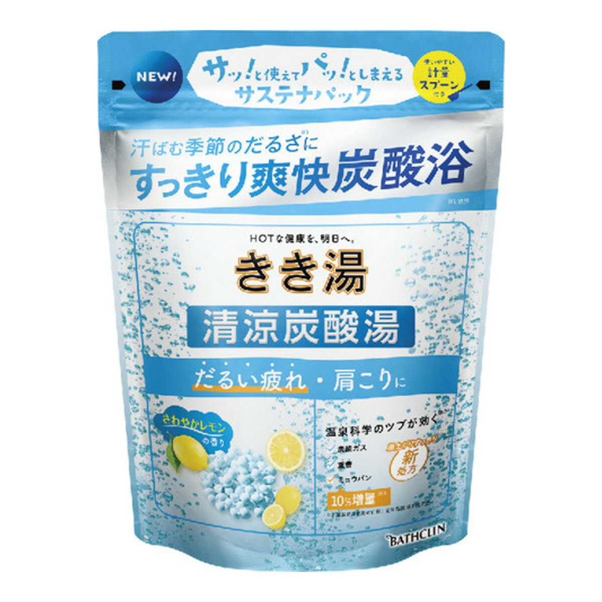 【送料込・まとめ買い×5個セット】バスクリン きき湯 清涼炭酸湯 さわやかレモンの香り 360g 医薬部外品 入浴剤