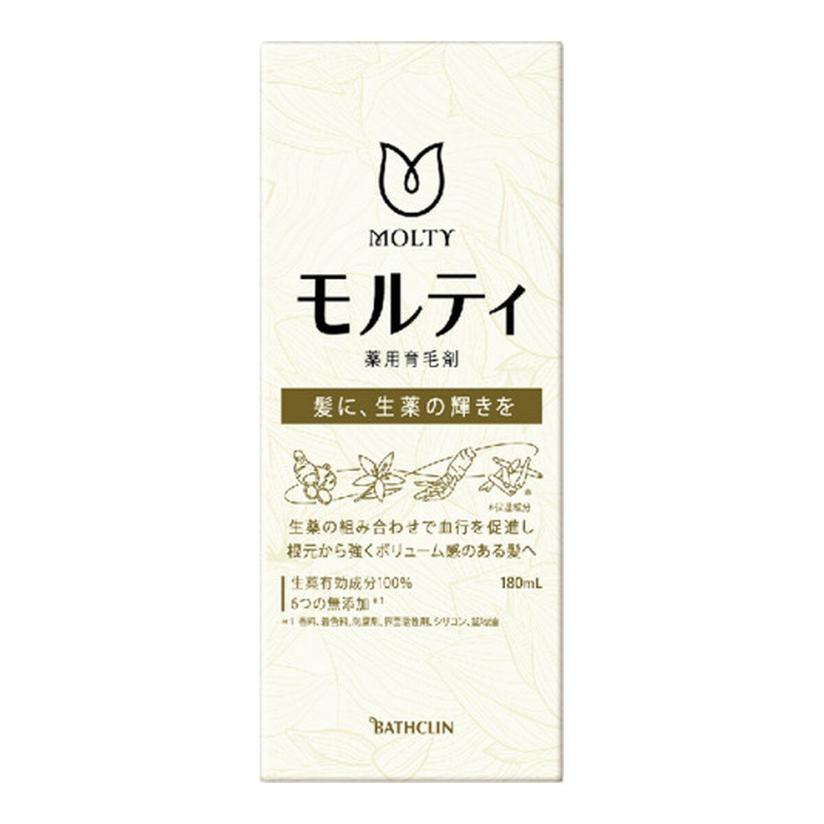 商品名：バスクリン モルティ 薬用 育毛剤 180ml 医薬部外品内容量：180mlJANコード：4548514516618発売元、製造元、輸入元又は販売元：バスクリン原産国：日本区分：医薬部外品商品番号：101-4548514516618商品説明天然由来成分だけで作った薬用育毛剤。生薬成分の組み合わせが効果を発揮し、血流を促進。根元から強くボリューム感のある髪を育む・独自開発ショウキョウエキス配合（血流促進作用・育毛作用）・頭皮に生薬の成分が浸透（角層まで）しやすい、当社の独自処方・独自開発「ボタンピエキス」、5つの毛髪構成アミノ酸＊（保湿成分）配合＊アルギニン、グルタミン酸、バリン、ロイシン、イソロイシン広告文責：アットライフ株式会社TEL 050-3196-1510 ※商品パッケージは変更の場合あり。メーカー欠品または完売の際、キャンセルをお願いすることがあります。ご了承ください。