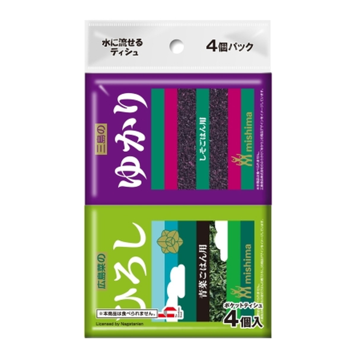 【送料込・まとめ買い×10個セット】ダイレイ 三島食品 ふりかけ 水に流せる ポケットティシュ 4個パック ポケットティッシュ