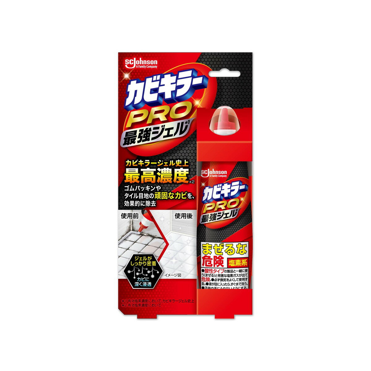 商品名：ジョンソン カビキラー PRO 最強ジェル 100g内容量：100gJANコード：4901609016354発売元、製造元、輸入元又は販売元：ジョンソン原産国：日本商品番号：101-4901609016354商品説明●カビキラー（ジェル）史上最高濃度＊1のジェルがしっかり密着し、頑固なカビも徹底除去●ペン型なので、細いタイル目地やゴムパッキンにもピンポイントで塗れる●さらにお部屋の窓枠や冷蔵庫のパッキンなどさまざまな場所にも＊1有効塩素濃度において広告文責：アットライフ株式会社TEL 050-3196-1510 ※商品パッケージは変更の場合あり。メーカー欠品または完売の際、キャンセルをお願いすることがあります。ご了承ください。