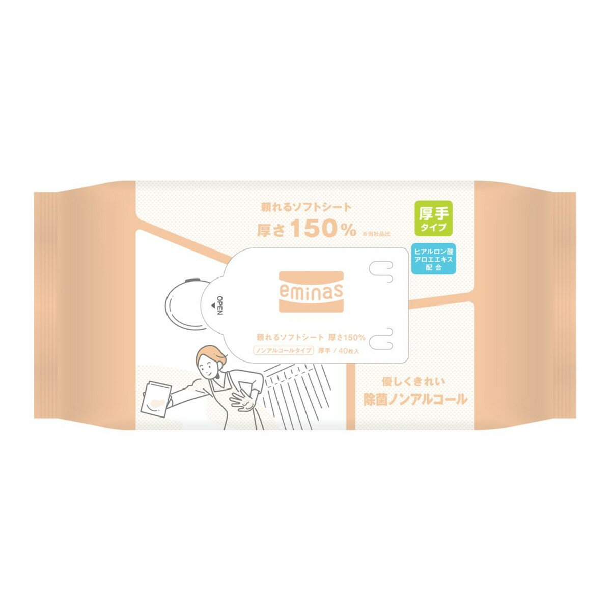 丸住製紙 エミナス ウェットティッシュ 頼れるソフトシート ノンアルコール 40枚 その1