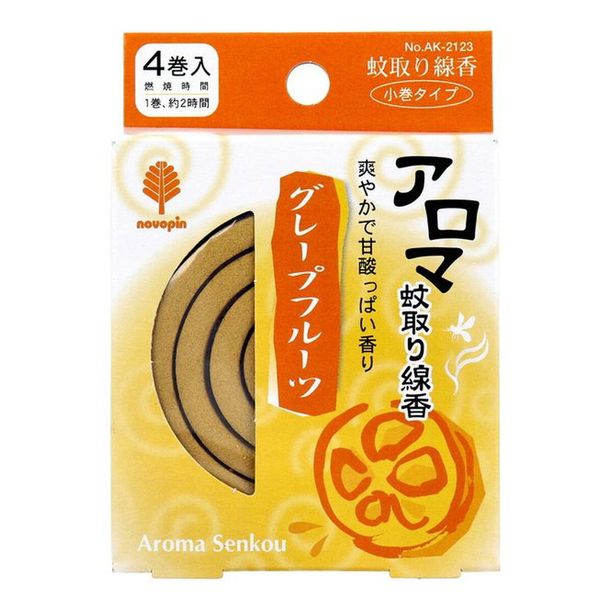 商品名：紀陽除虫菊 アロマ 蚊取り線香 グレープフルーツ 4巻内容量：4巻入JANコード：4971902021232発売元、製造元、輸入元又は販売元：紀陽除虫菊原産国：日本区分：防除用医薬部外品商品番号：101-*010-4971902021232商品説明いろいろな場所でご使用いただけます。1巻の燃焼が約2時間だから使いきりに便利です。爽やかで甘酸っぱいグレープフルーツの香り。広告文責：アットライフ株式会社TEL 050-3196-1510 ※商品パッケージは変更の場合あり。メーカー欠品または完売の際、キャンセルをお願いすることがあります。ご了承ください。