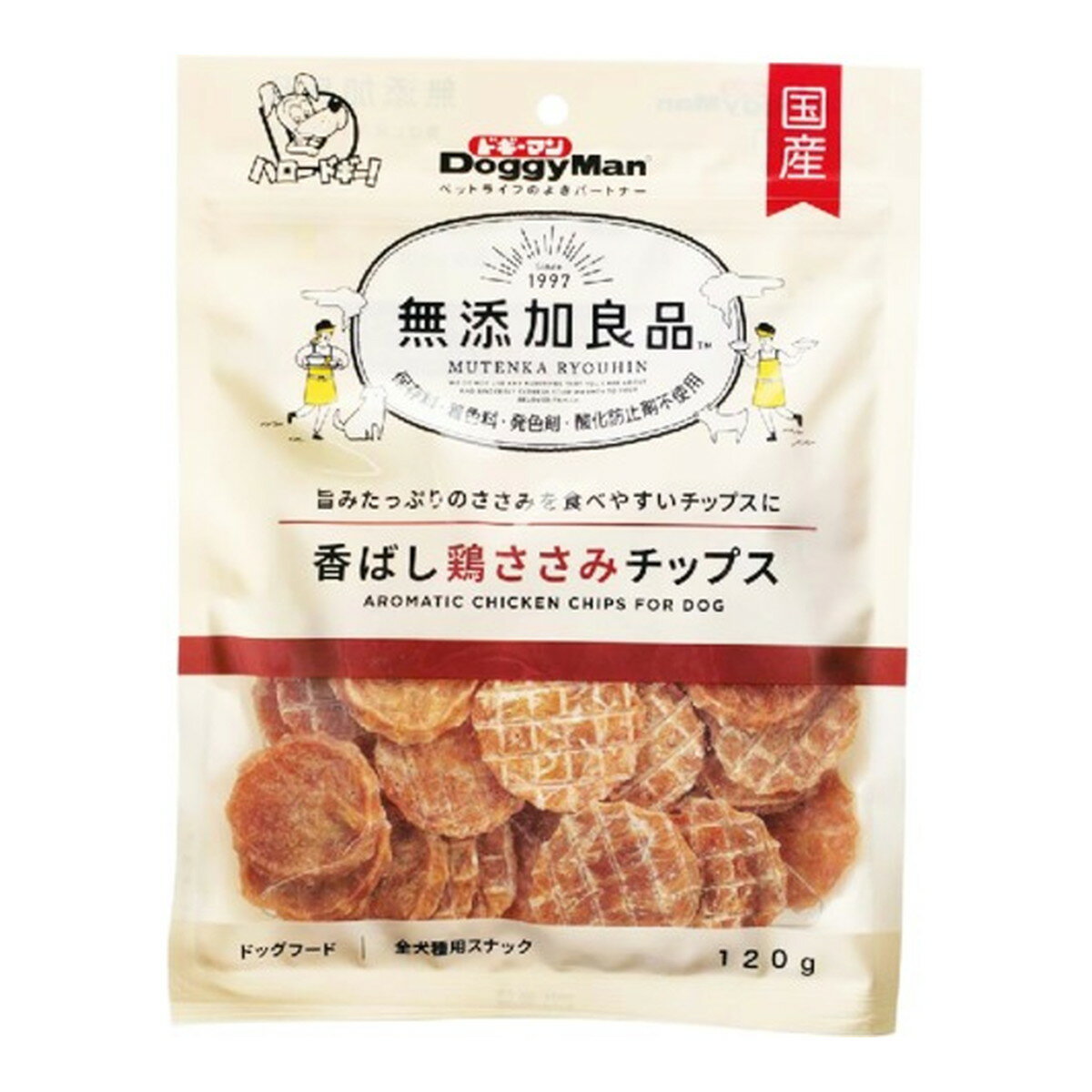 ドギーマン 無添加良品 香ばし 鶏ささみチップス 120g ドッグフード 全犬種用スナック