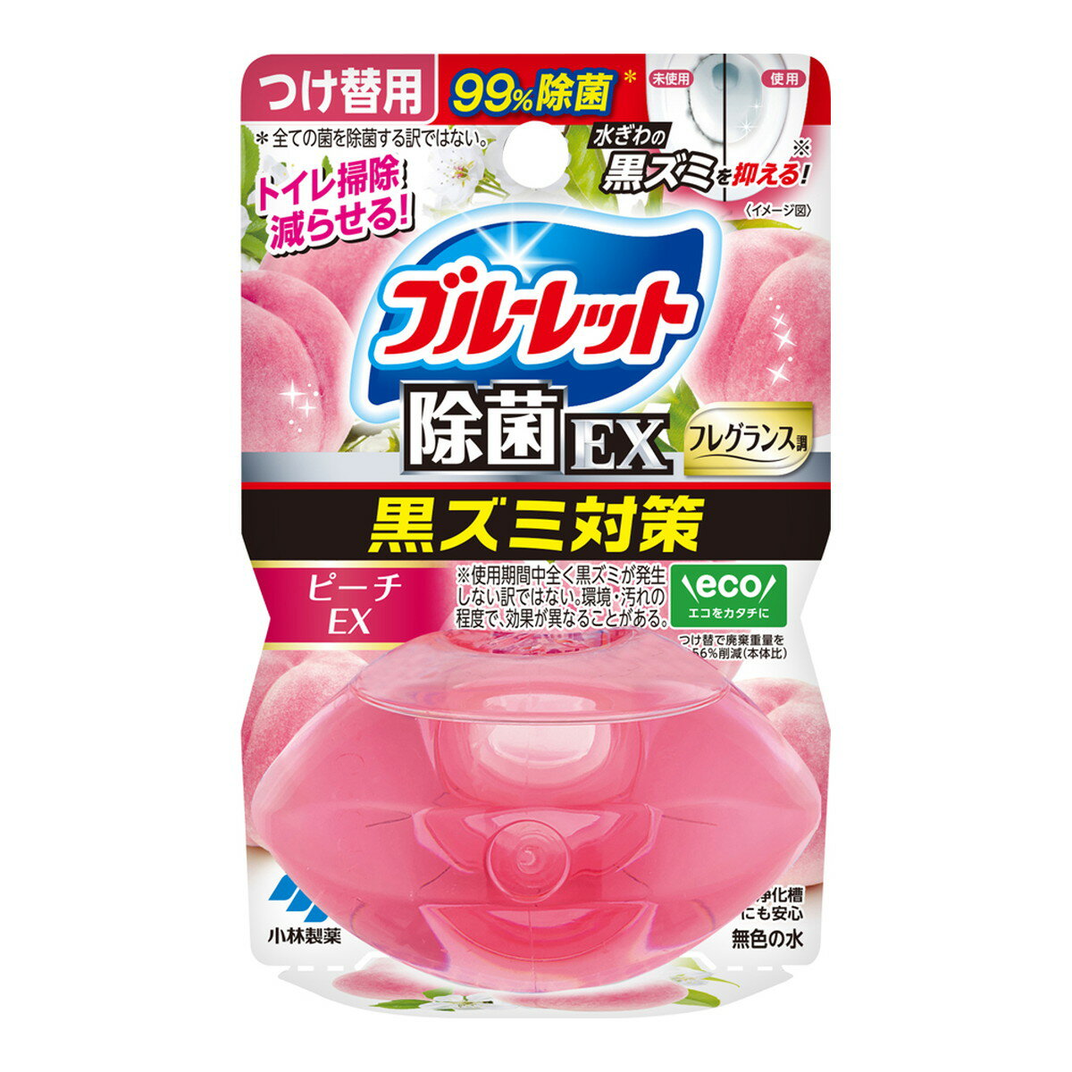 小林製薬 液体 ブルーレットおくだけ 除菌EX フレグランス つけ替用 ピーチEX 67ml トイレ用洗剤