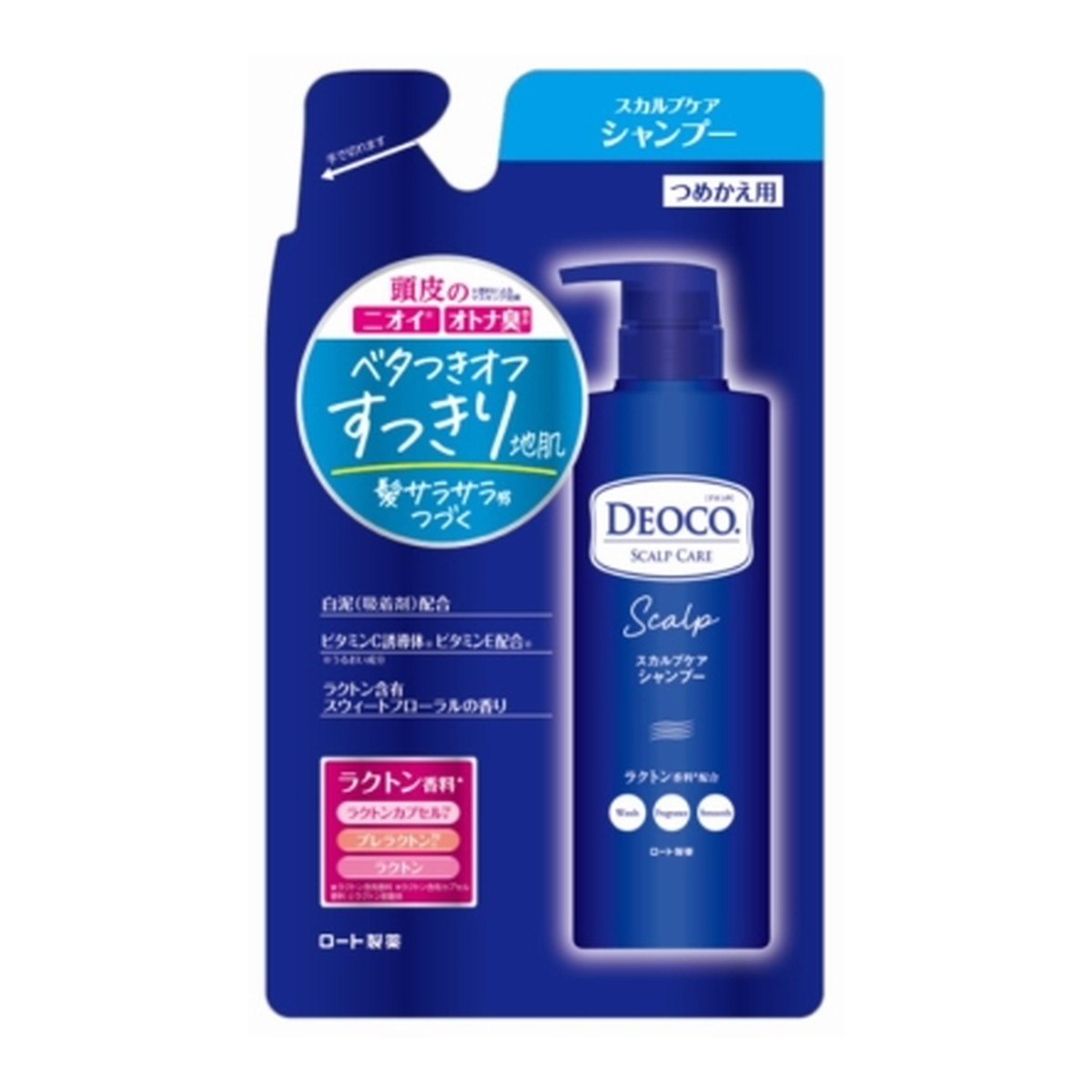 【送料込・まとめ買い×5個セット】ロート製薬 デオコ スカルプケア シャンプー つめかえ用 370mL