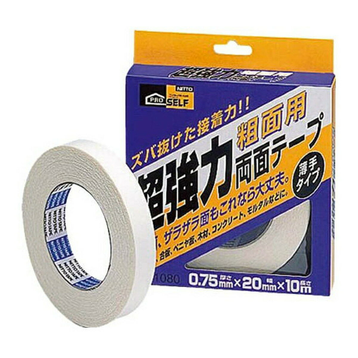 商品名：ニトムズ 超強力 両面テープ 粗面用 薄手タイプ 20mm×10m内容量：1個JANコード：4904140770808発売元、製造元、輸入元又は販売元：ニトムズ原産国：日本商品番号：101-*010-4904140770808商品説明低温（0℃以上）での接着性に優れています。広告文責：アットライフ株式会社TEL 050-3196-1510 ※商品パッケージは変更の場合あり。メーカー欠品または完売の際、キャンセルをお願いすることがあります。ご了承ください。