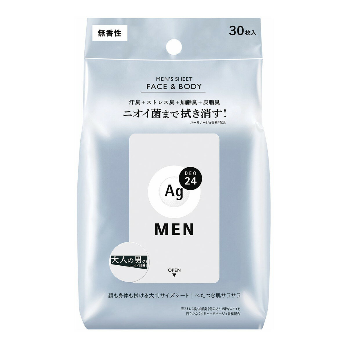 【送料込・まとめ買い×36個セット】ファイントゥデイ エージーデオ24 メン メンズシート フェイス&ボディ 無香性 30枚