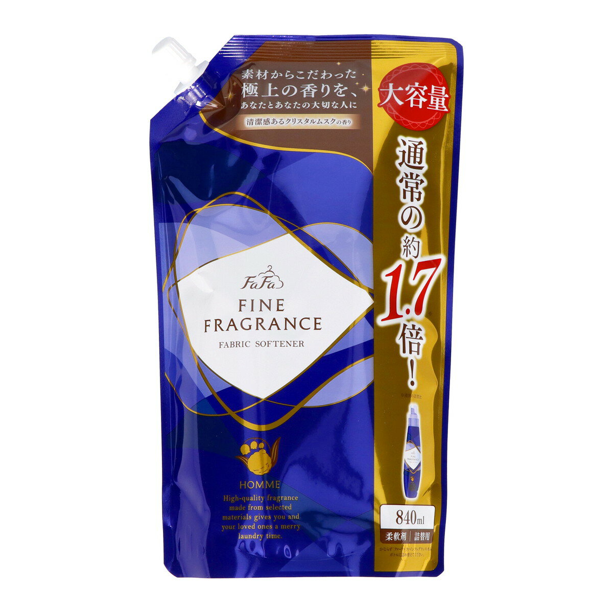 NSファーファ ファーファ ファインフレグランス オム 840mL クリスタルムスクの香り 詰替 大容量 柔軟剤