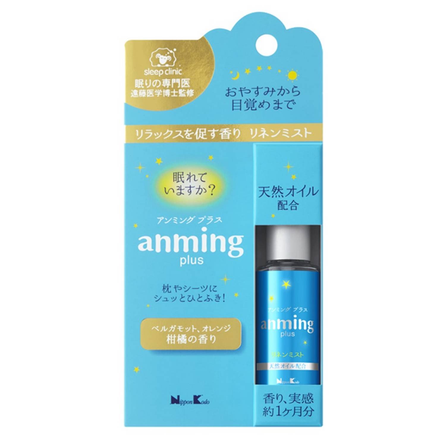 【令和・早い者勝ちセール】日本香堂 anming　plus アンミング プラス リネンミスト　15ml (4902125370296)