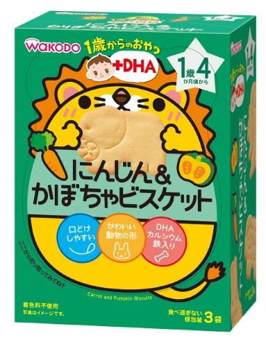 商品名：和光堂 1歳からのおやつ＋DHA　にんじん＆かぼちやビスケット内容量：3個ブランド：1歳からのおやつ＋DHA原産国：日本にんじんとかぼちゃのやさしい甘さをいかして焼き上げた、甘さ控えめのビスケットです。JANコード:4987244183767商品番号：101-95024姫路流通センター＞ ベビー 広告文責：アットライフ株式会社TEL 050-3196-1510※商品パッケージは変更の場合あり。メーカー欠品または完売の際、キャンセルをお願いすることがあります。ご了承ください。