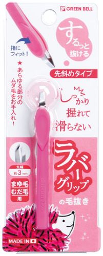 【5の倍数日・送料込 ×5点セット】グリーンベル　先斜め 毛抜き ラバーグリップ (4972525534543)　※ポイント最大5倍対象