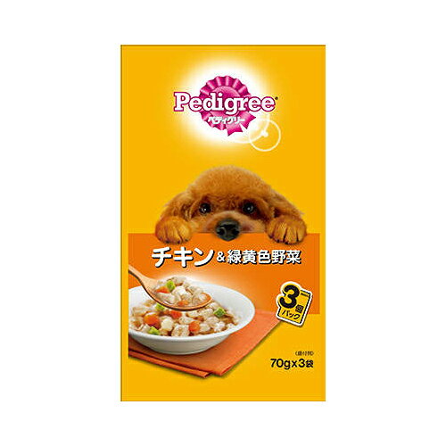 【送料込・まとめ買い×3】P116　ペディグリー　成犬用　チキン＆緑黄色野菜　70G×3...