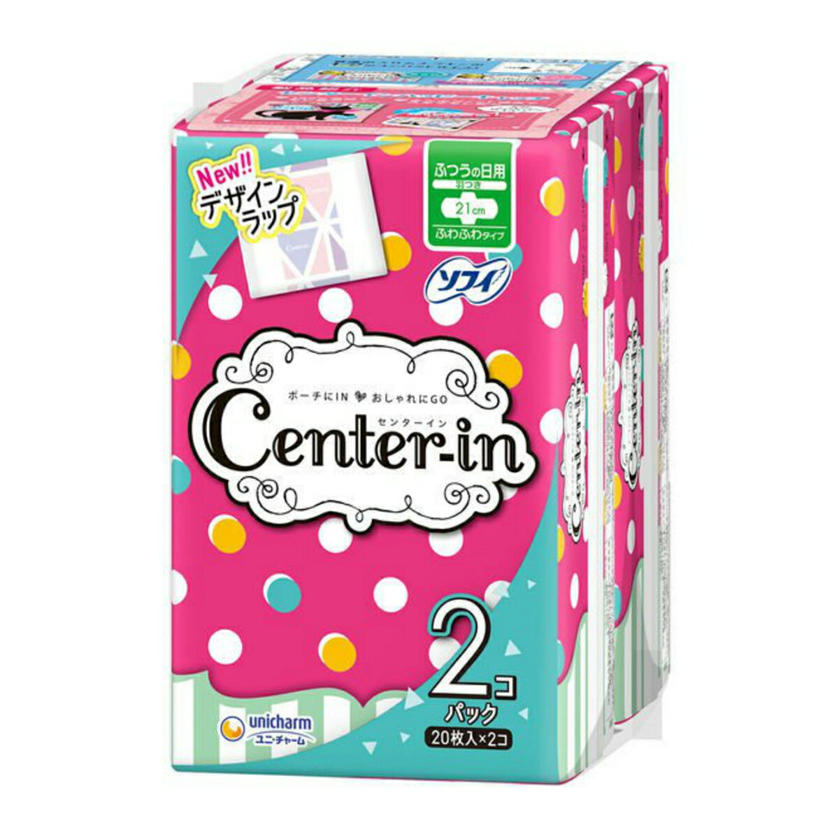 ユニチャーム Center IN センターイン ふわふわタイプふつうの日羽つき 20枚×2コパック ( 4903111367979 )