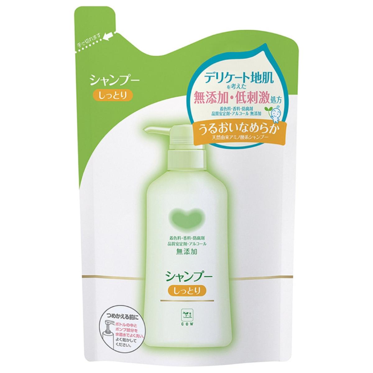 牛乳石鹸 カウブランド 無添加シャンプー つめかえ用 しっとり 380ml（ノンシリコンシャンプー 詰替用）（4901525007252）※パッケージ変更の場合あり