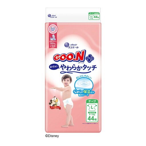 大王製紙 エリエール グーンプラス 敏感肌にやわらかタッチ テープ Lサイズ 44枚入り 男女共用 こども用紙おむつ 大王製紙 エリエール グーンプラス 敏感肌にやわらかタッチ テープ Lサイズ 44枚入り 男女共用 こども用紙おむつ