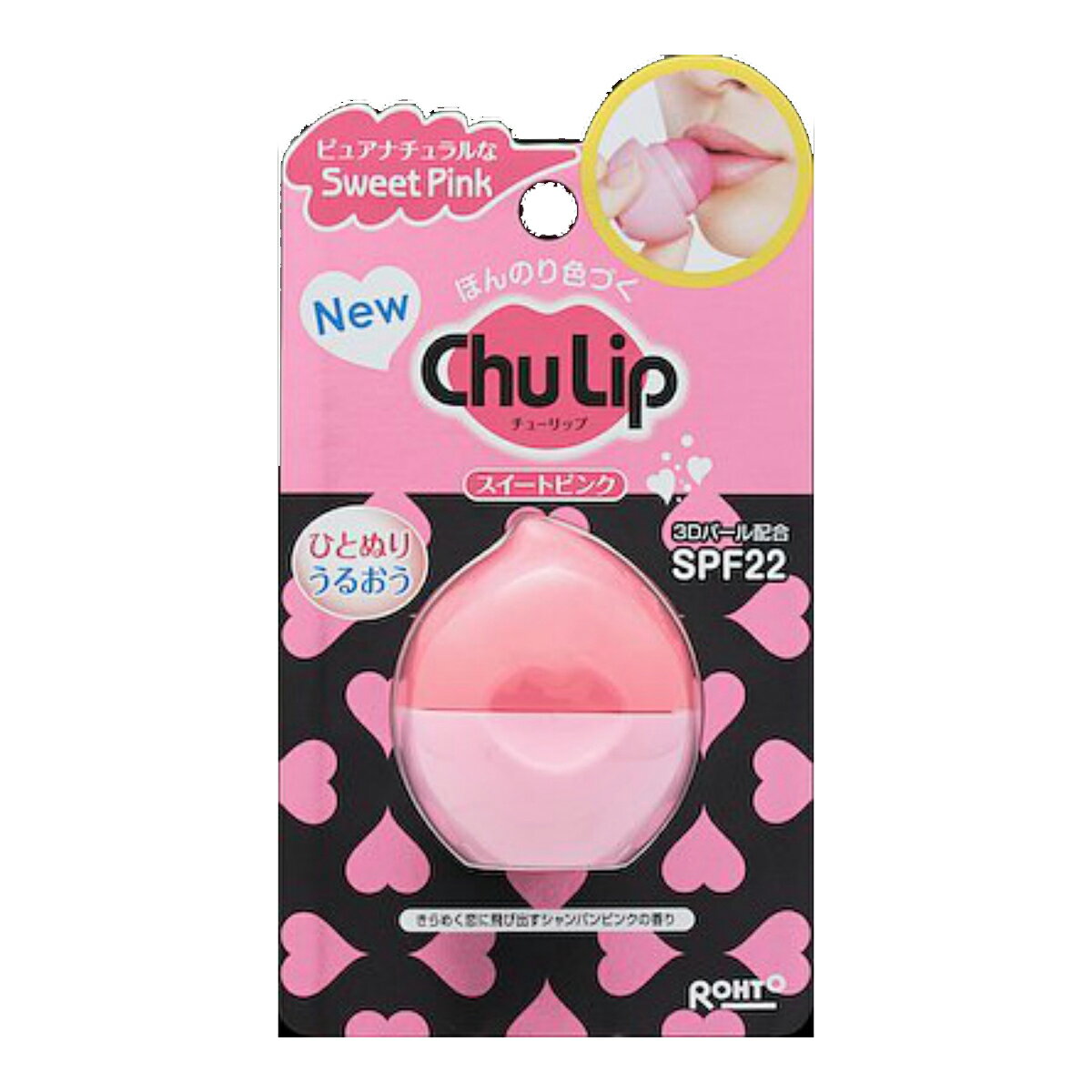 ロート製薬　Chu　Lip ( チューリップ ) 色つきタイプ　スイートピンク ( 7g ) 丸型リップクリーム ( 4987241143528 )
