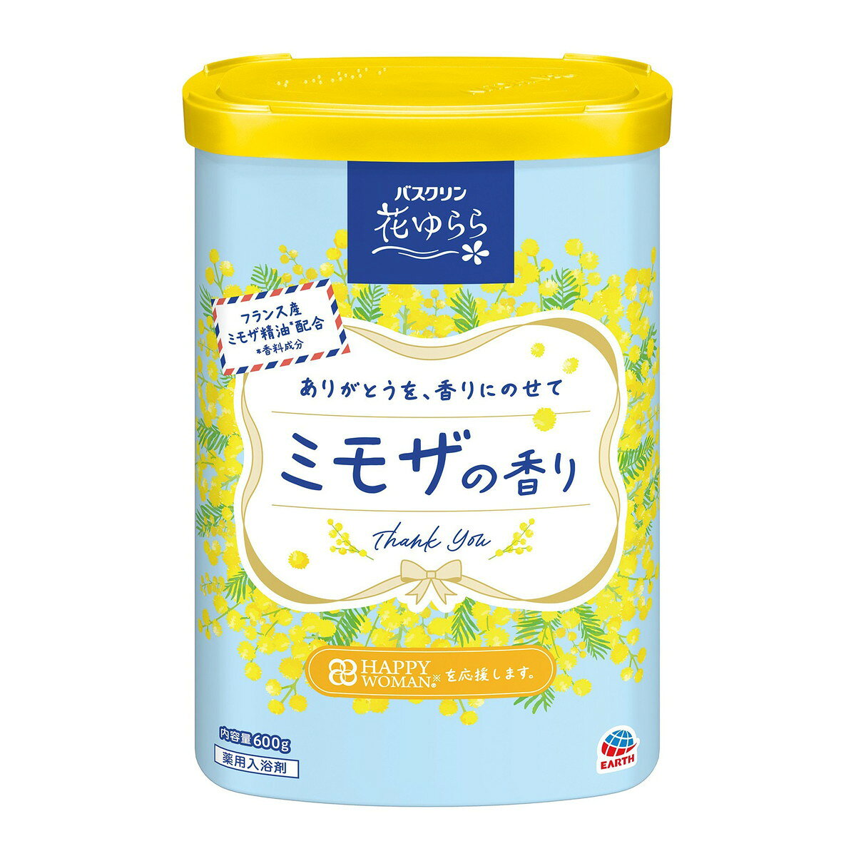 【送料込・まとめ買い×10個セット】バスクリン 花ゆらら ミモザの香り 600g 薬用 入浴剤 アース製薬