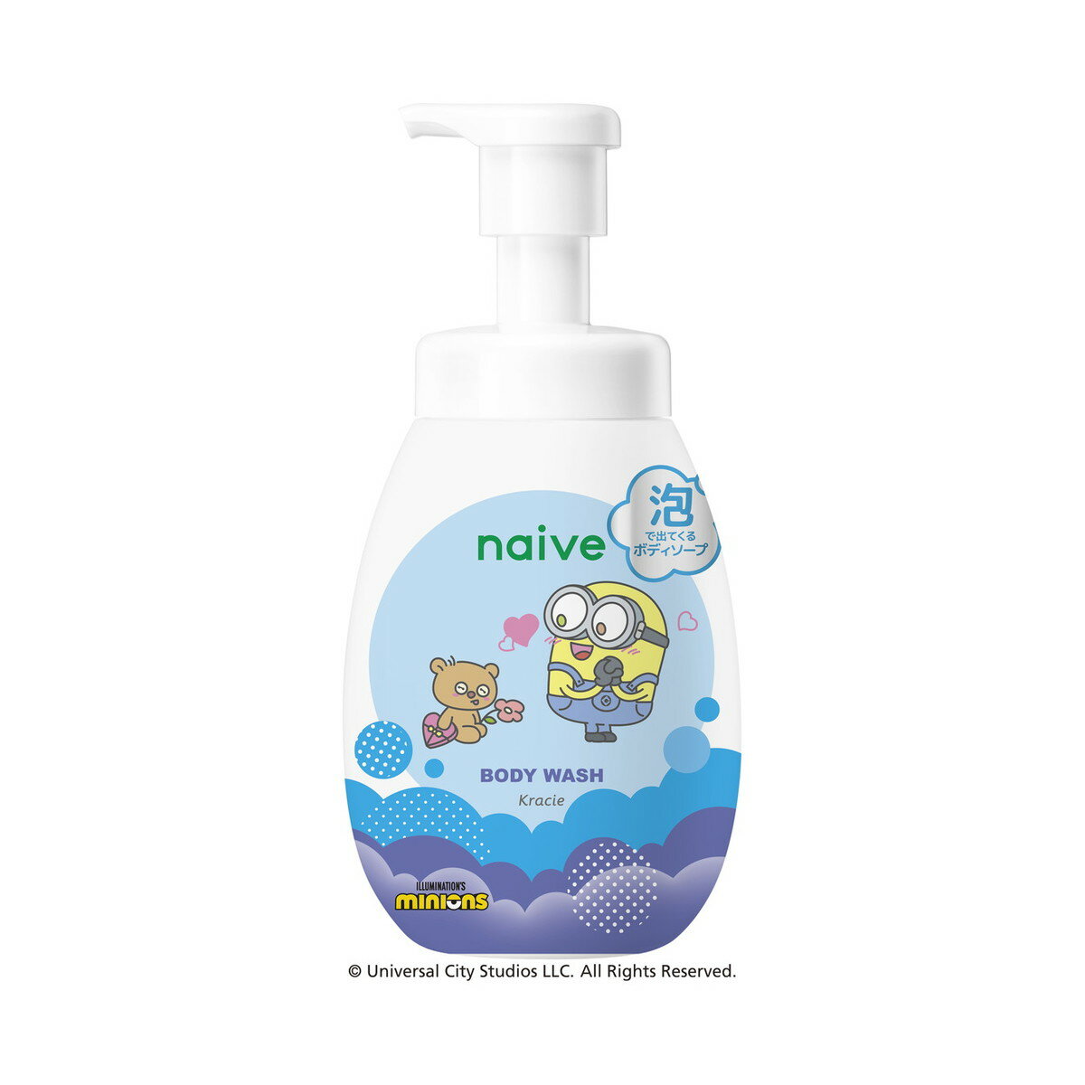 ＼マラソン限定／ クラシエ ナイーブ 泡で出てくる ボディソープ ミニオン ポンプ 本体 600mL ( 4901417163158 ) ※パッケージ変更の場合あり ※お一人様2点限り ※在庫無くなり次第終了 【AL-time】〔R〕