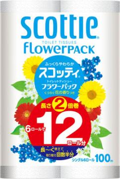 【令和・早い者勝ちセール】日本製紙クレシア　スコッティ フラワー2倍巻き シングル 6ロール ( 長尺トイレットペーパーS ) ( 4901750137106 )