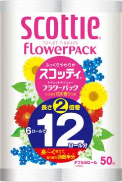 「スコッティ フラワー2倍巻き ダブル 6ロール」は、6ロールで12ロール分の長さのトイレットペーパー ダブルです。保管スペースを節約し、取替えの手間も省けます。家庭用トイレホルダー適応サイズ。くつろぐ花の香りつき。日用品　>　家庭用品　>　ペーパー類(紙用品)　>　トイレットペーパー ダブル　>　広告文責：アットライフ株式会社TEL 050-3196-1510※商品パッケージは変更の場合あり。メーカー欠品または完売の際、キャンセルをお願いすることがあります。ご了承ください。⇒日本製紙クレシア　スコッティシリーズはこちらから