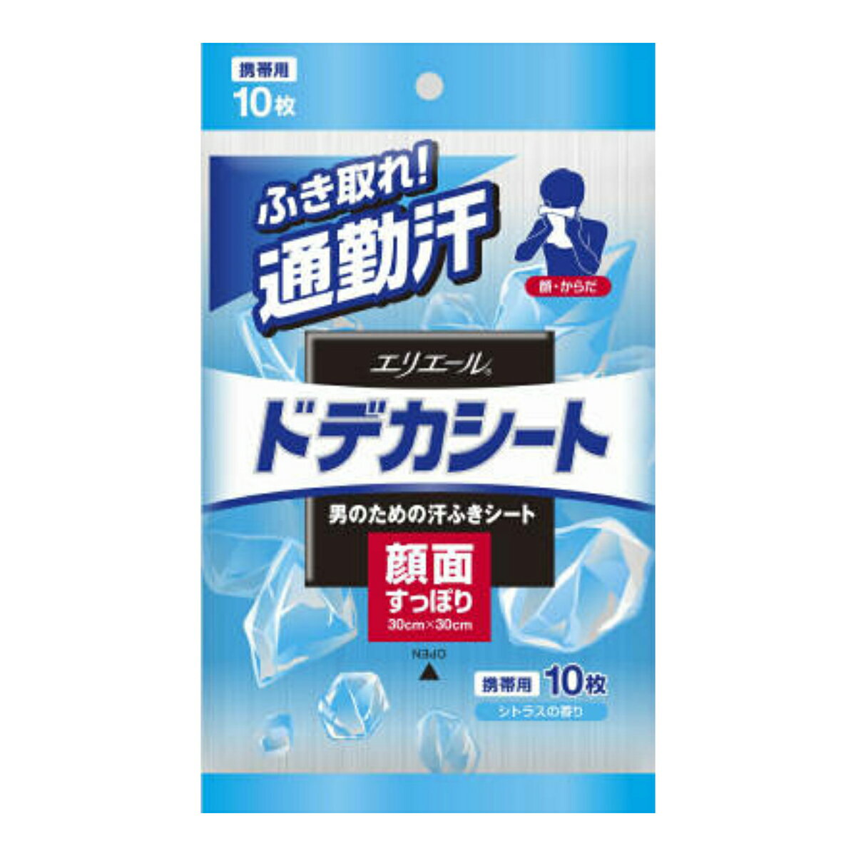 【送料無料・まとめ買い×3】大王製紙 エリエール フォーメン ドデカシート 男のための汗ふきシート シトラスの香り 携帯用 10枚 ×3点セット ( 4902011734355 )