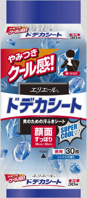 【送料込・まとめ買い×6点セット】大王製紙 エリエール フォーメン ドデカシート 男のための汗ふきシート スーパークール メントールタイプ シトラスの香り 徳用 30枚 ( 4902011734386 )