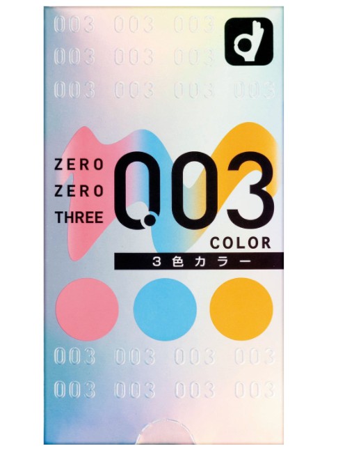 【決算セール】オカモト　ゼロゼロスリー 003　コンドーム 3色カラー 12コ入　潤滑剤：スタンダードタイプ ( 避妊具 ) ( 4547691721334 )※無くなり次第終了のサムネイル