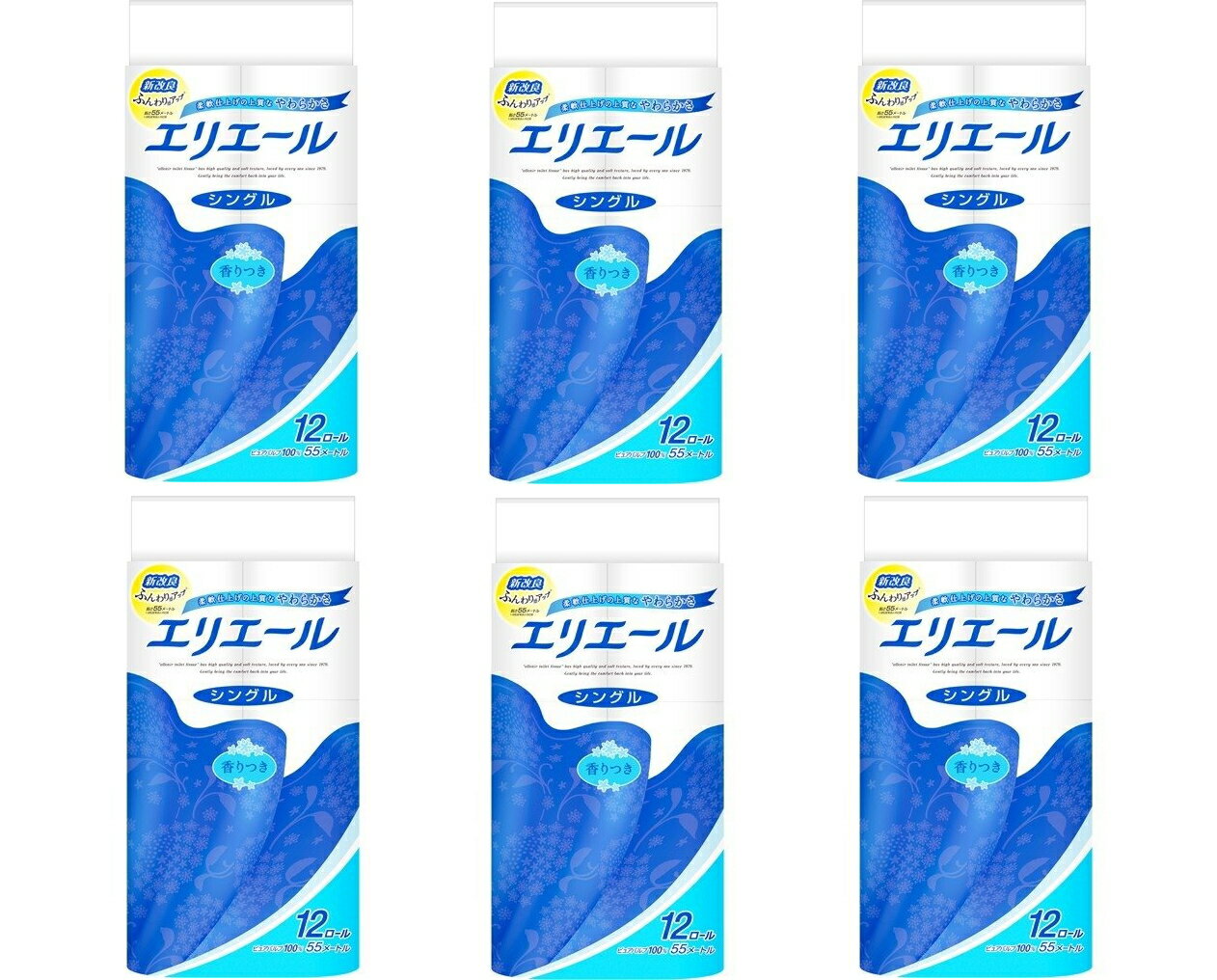 【送料込・まとめ買い×6】大王製紙 エリエール トイレットティシュー 12ロール シングル×6点セット　(トイレットペーパー12RS)(4902011822458)※ケース販売