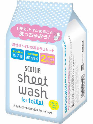 日本製紙クレシア スコッティ シートウォッシュ forトイレット 10枚 詰替用 2個パック 流せるトイレのお掃除シート ( 4901750663926 )