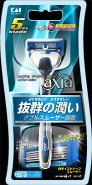 【 令和・新元号セール11/23 】貝印 カイレザー KAIRAZOR　axia アクシア ホルダー　替刃1ヶ付 5枚刃( 4901331000607 )