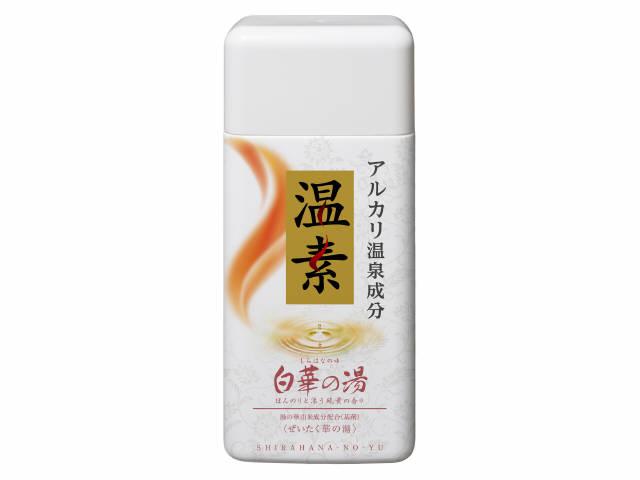 アース製薬　温素 白華の湯　600g　本体　医薬部外品　白く輝くなめらかな「硫黄の湯」の極上の湯ざわりを追求した入浴剤（4901080555311）