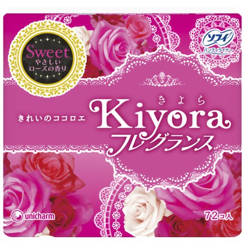 【送料込・まとめ買い×4点セット】ユニ・チャーム　ソフィ　きよら　KIYORA　フレグランススイートやさしいローズの香り　72枚入 ( 生理用品　おりものシート パンティライナー ) ( 4903111375677 ) ※パッケージデザイン変更の場合有 2