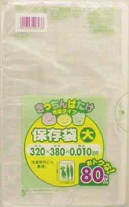 日本サニパック　きっちんばたけ　保存袋大　半透明　80枚 ( 4902393407038 )