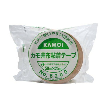【送料無料・まとめ買い×10】カモ井加工紙 布粘着テープ 50mm*25m NO.6200 丈夫で使いやすい包装用の布粘着テープ×10点セット ( 4971910161524 )