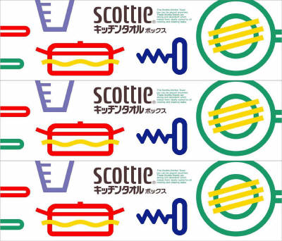 【送料込・まとめ買い×7点セット】日本製紙クレシア　スコッティ キッチンタオル　ボックス 150枚 ( 75組 ) × 3箱パック ( 4901750323202 )