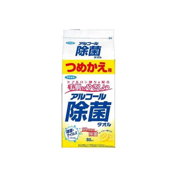 フマキラー アルコール除菌タオル つめかえ用 80枚入 (ウエットタオル)( 4902424433746 )