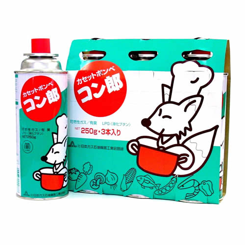 【送料込・まとめ買い×4】東海　カセットボンベ コン郎 250g×3本入パック×4点セット　計12本　カセット式卓上コンロ「コン郎」用のカセットボンベ ( 4904650000785 )