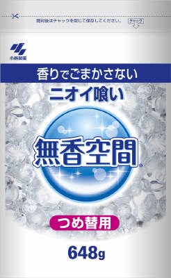 【送料無料・まとめ買い×3】小林製薬　無香空間 特大 つめかえ用パウチ 648g　無香タイプの消臭剤×3点セット（4987072068359）