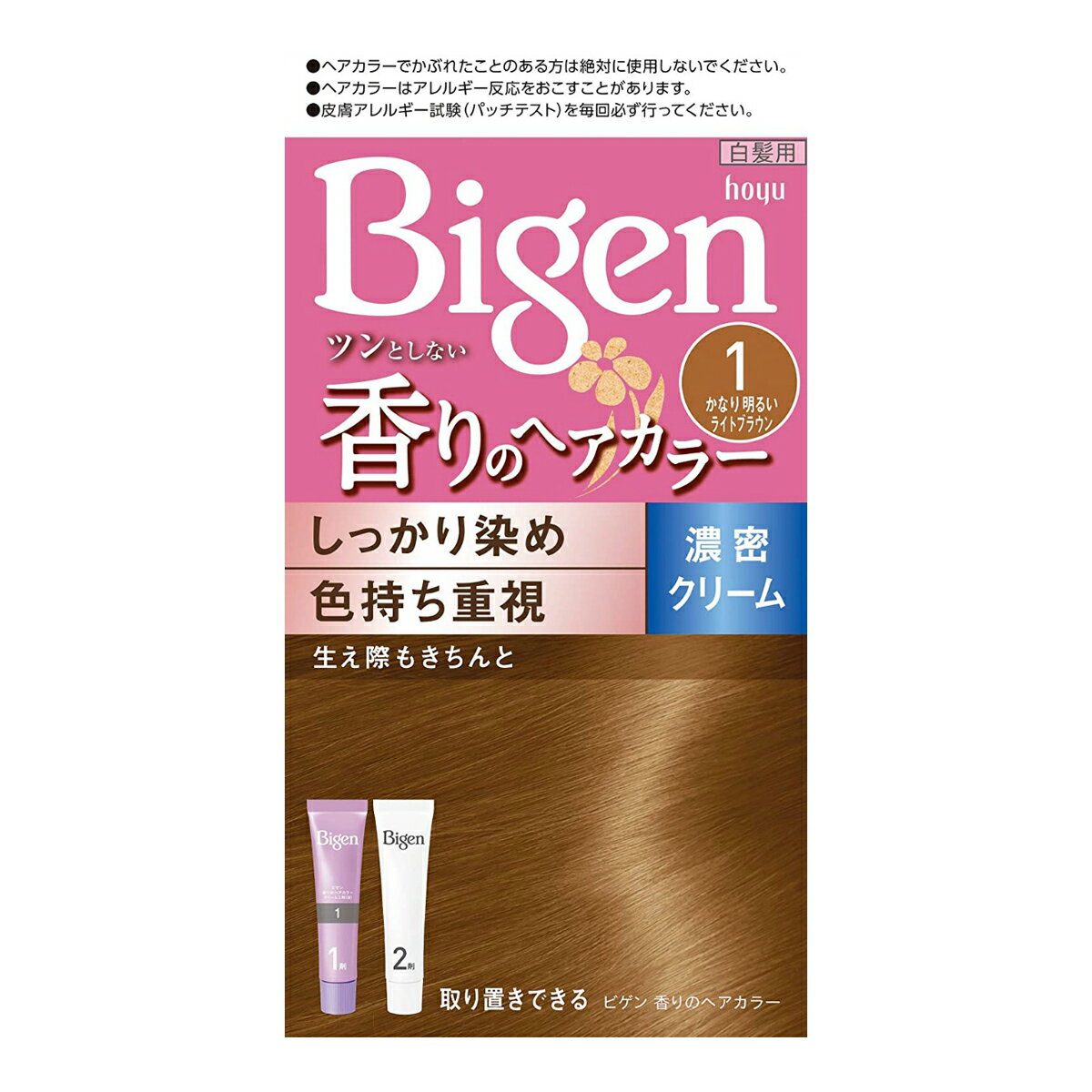 【5の倍数日・送料込・まとめ買い×5点セット】ホーユー　ビゲン　香りのヘアカラー　クリーム　1　かなり明るいライトブラウン ( 4987205051357 )