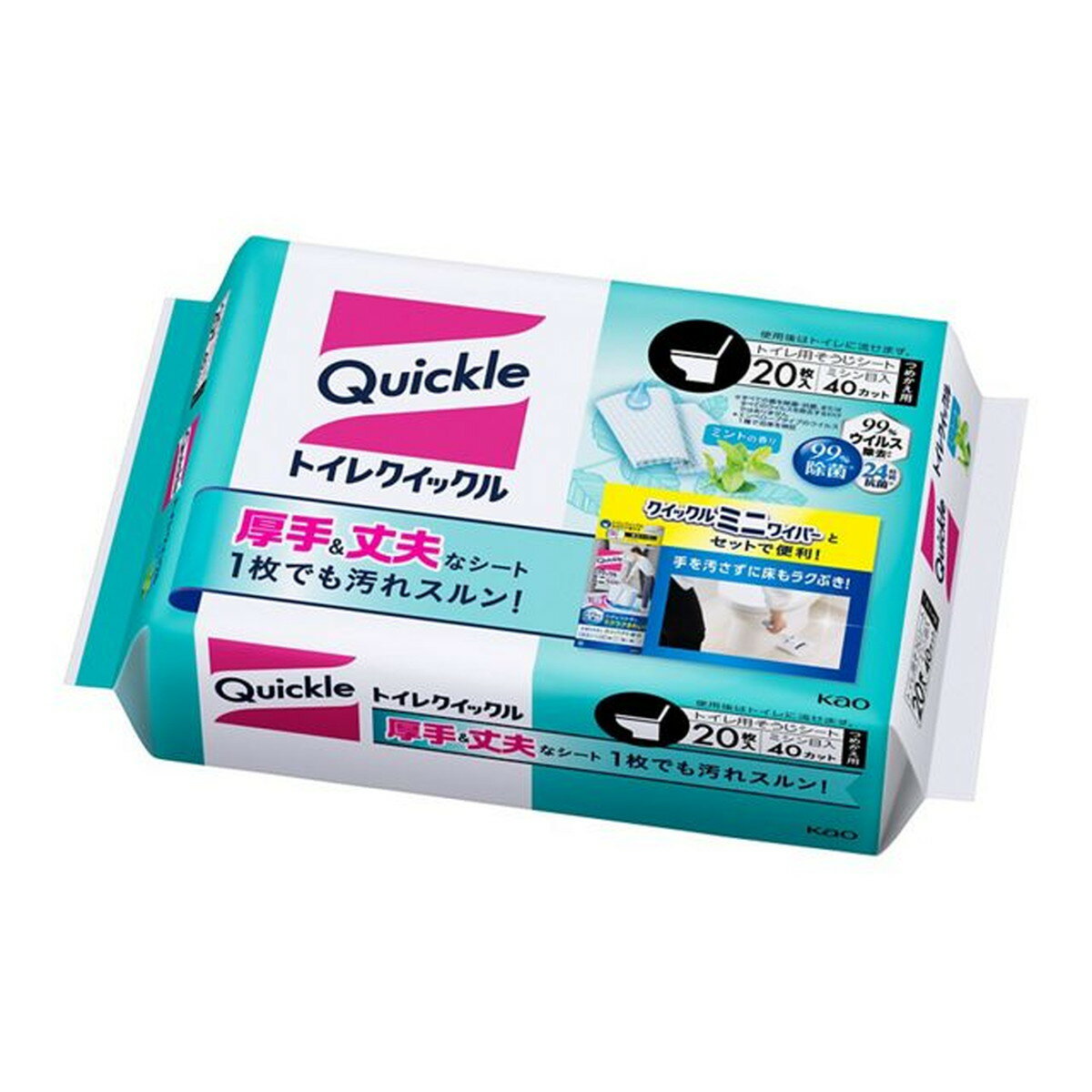 【送料無料・まとめ買い×3】花王 トイレクイックル つめかえ用 ジャンボパック 20枚入のサムネイル